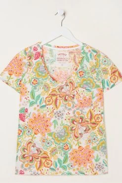 FatFace Natural Maggie Paradise Floral T-Shirt -Fashion Clothing Store T60277s5