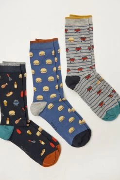 FatFace Blue BBQ Socks 3 Pack