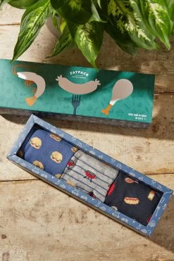 FatFace Blue BBQ Socks 3 Pack -Fashion Clothing Store T98633s3