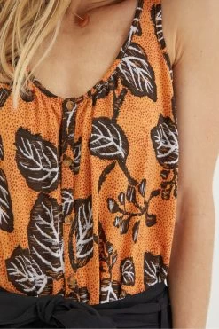 FatFace Yellow Flora Vine Floral Vest -Fashion Clothing Store U04 284s4