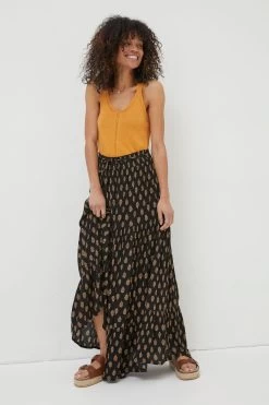 FatFace Jayla Woodblock Black Maxi Skirt -Fashion Clothing Store U04 403s5