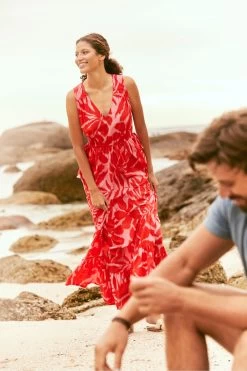 FatFace Avery Ikat Leaves Midi Dress