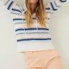 FatFace Natural Coastal Stripe Knitted Hoodie