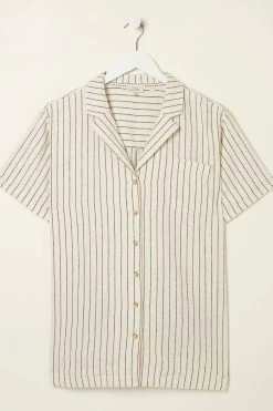 FatFace Natural Mali Linen Blend Stripe Shirt -Fashion Clothing Store U04310s5