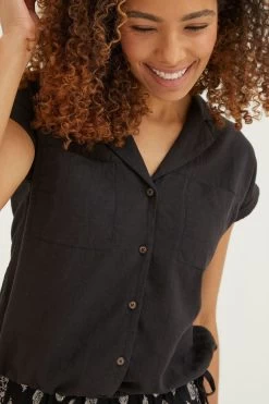 FatFace Val Linen Blend Black Shirt 15 FatFace Val Linen Blend Black Shirt -Fashion Clothing Store U04487s7