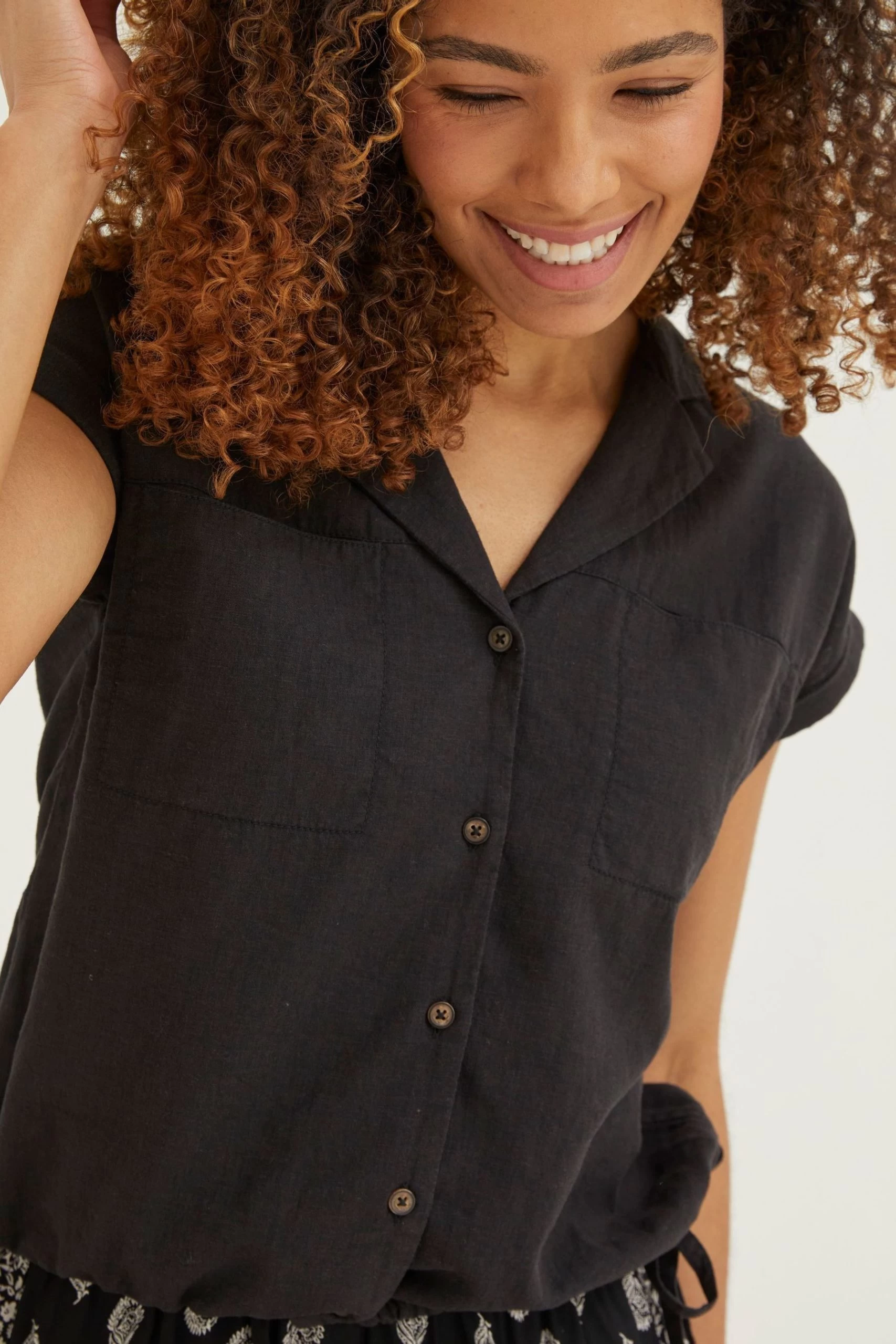 FatFace Val Linen Blend Black Shirt 7 FatFace Val Linen Blend Black Shirt - Image 7