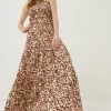 FatFace Marina Floral Maxi Brown Skirt