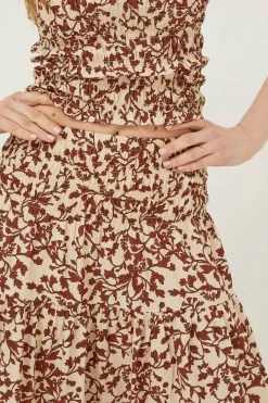 FatFace Marina Floral Maxi Brown Skirt -Fashion Clothing Store U04520s4