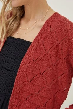 FatFace Red Anna Pointelle Cardigan -Fashion Clothing Store U04523s4