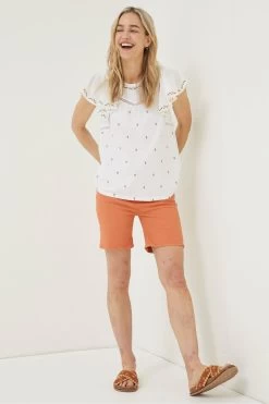 FatFace Natural Leah Embroidered Top -Fashion Clothing Store U04558s3