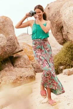 FatFace Green Shona Festival Maxi Skirt -Fashion Clothing Store U12 267s6