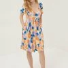 FatFace Orange Aideen Stencil Floral Dress