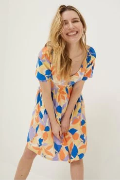 FatFace Orange Aideen Stencil Floral Dress -Fashion Clothing Store U12 365s3