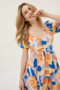 FatFace Orange Aideen Stencil Floral Dress -Fashion Clothing Store U12 365s4