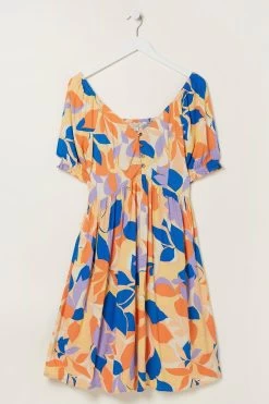 FatFace Orange Aideen Stencil Floral Dress -Fashion Clothing Store U12 365s5