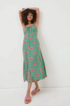 FatFace Green Ariel Bali Blooms Midi Dress