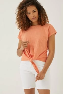 FatFace Orange Fran Tie Front Top