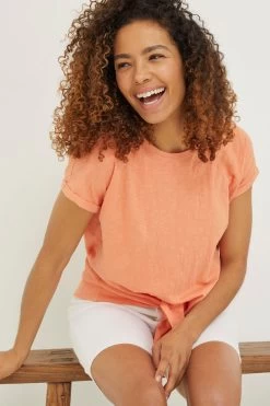 FatFace Orange Fran Tie Front Top -Fashion Clothing Store U12273s3