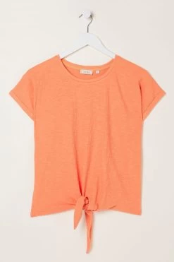 FatFace Orange Fran Tie Front Top -Fashion Clothing Store U12273s5
