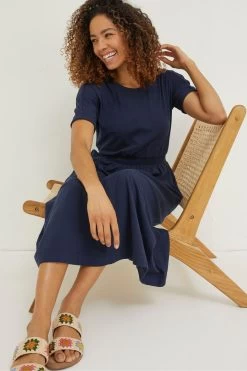 FatFace Blue Navi Jersey Midi Dress -Fashion Clothing Store U12366s3