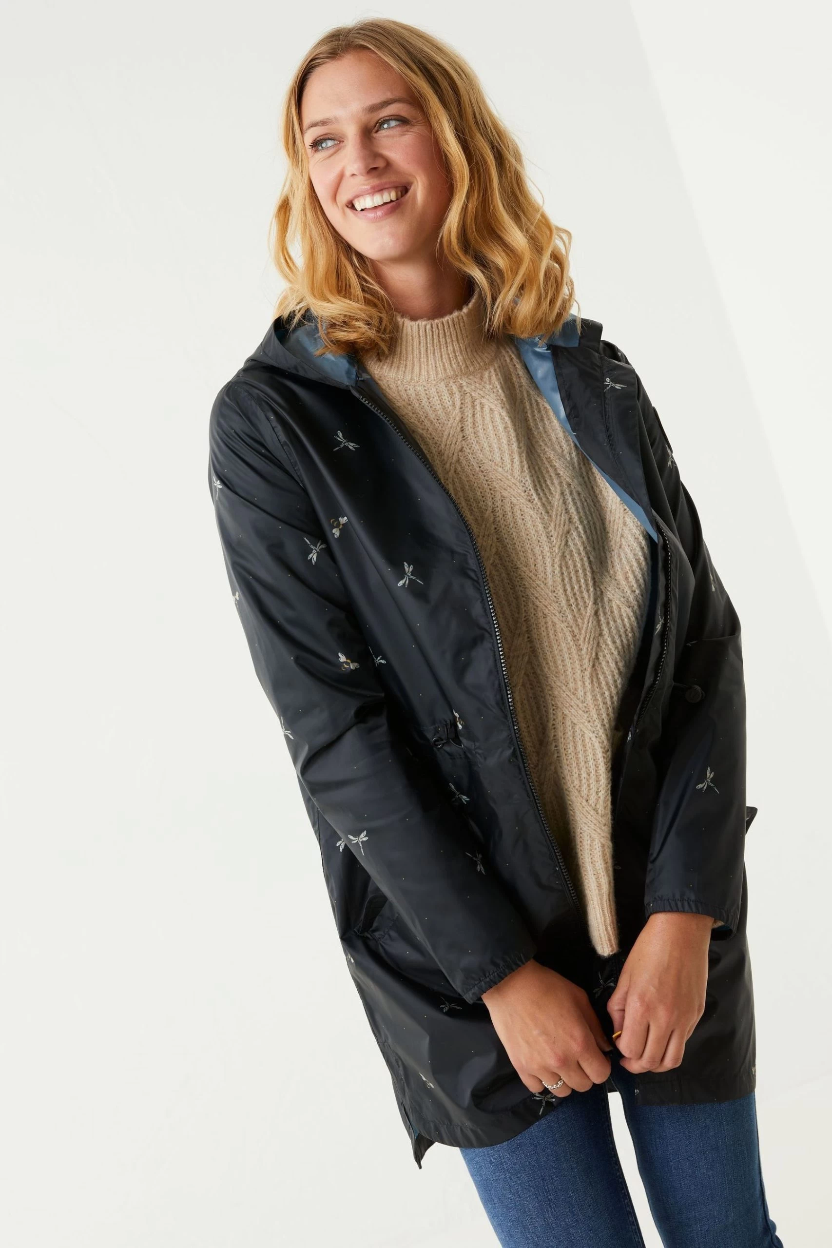 FatFace Womens Printed Waterproof Packable Jacket 4 FatFace Womens Printed Waterproof Packable Jacket - Image 4