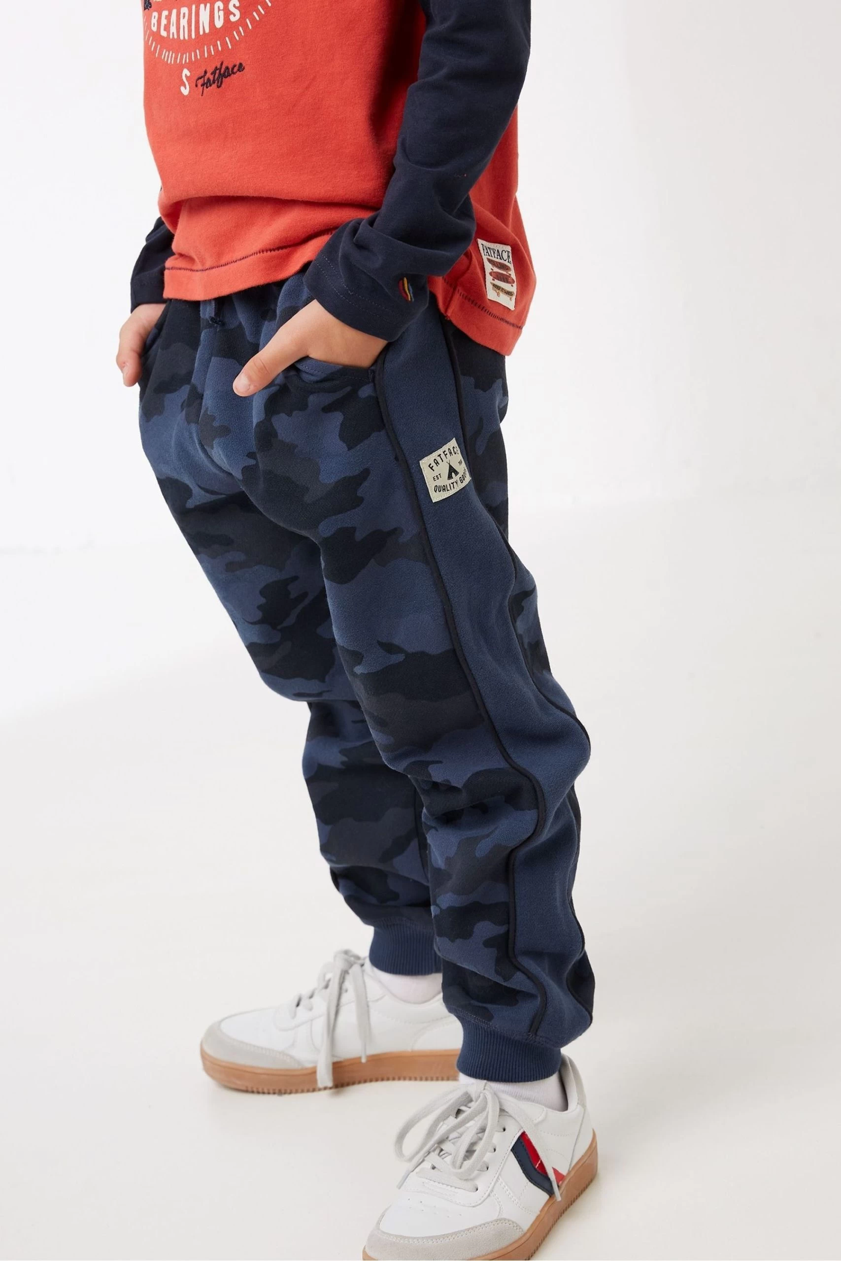 FatFace Blue Camo Side Panel Joggers 1 FatFace Blue Camo Side Panel Joggers